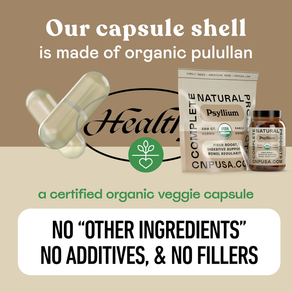 Organic Psyllium Husk Capsules 660mg 500ct E998