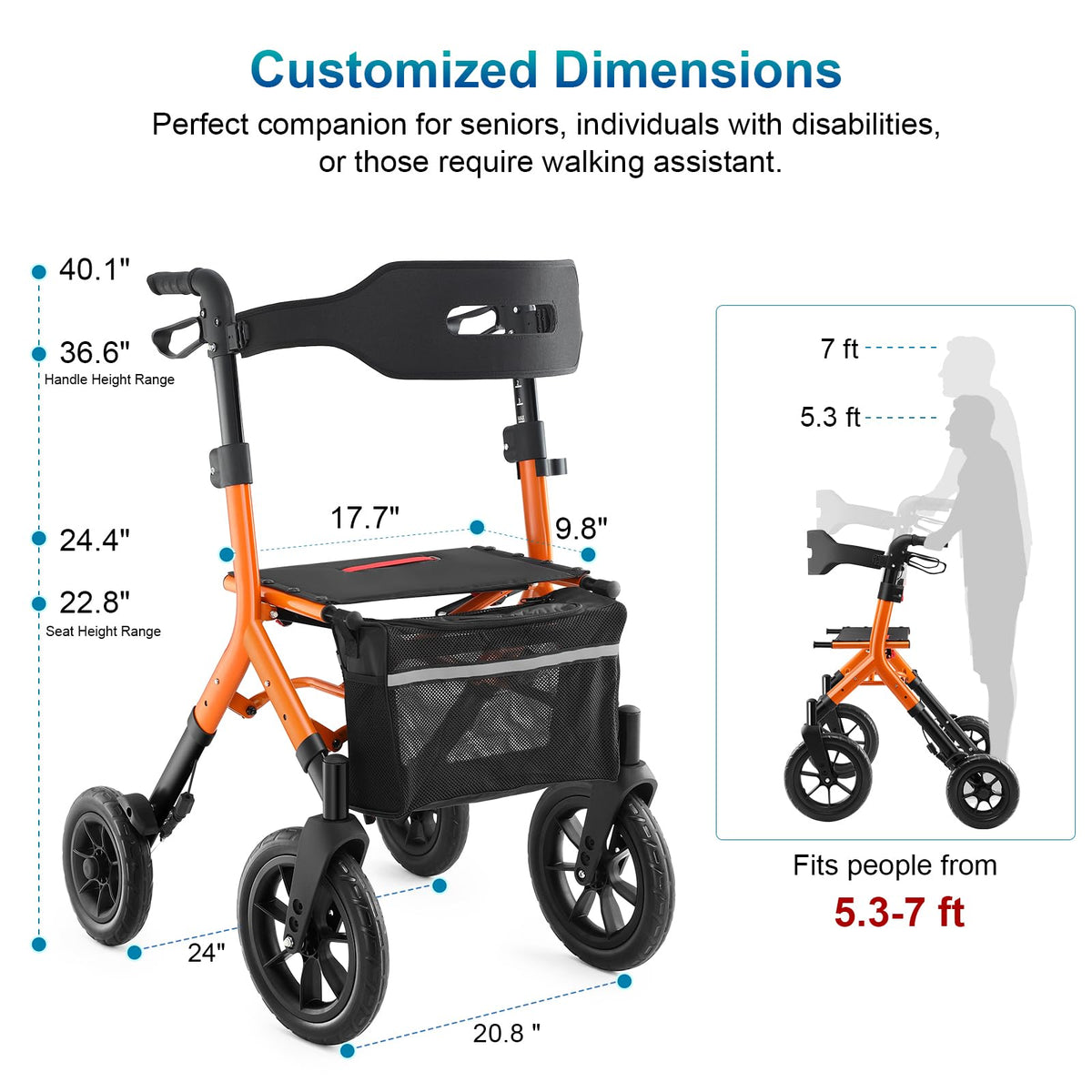 Tall Foldable Walker with Seat O79303
