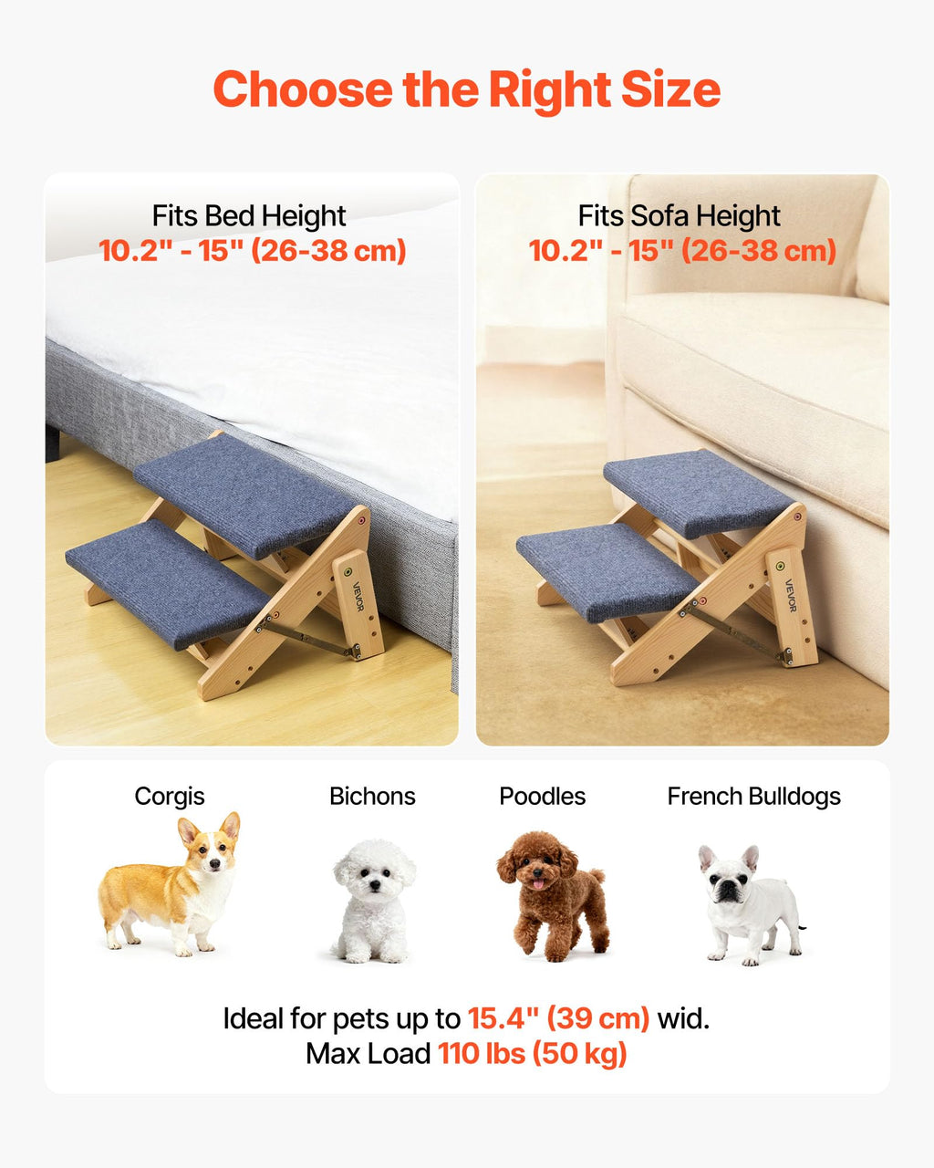 Wood 2-Step Pet Stairs D1204