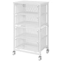 White 4 Drawer Rolling Storage Cart with Wooden Top B224