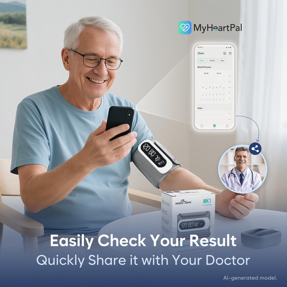 Wireless Bluetooth Blood Pressure Monitor with Large Cuff Z165
