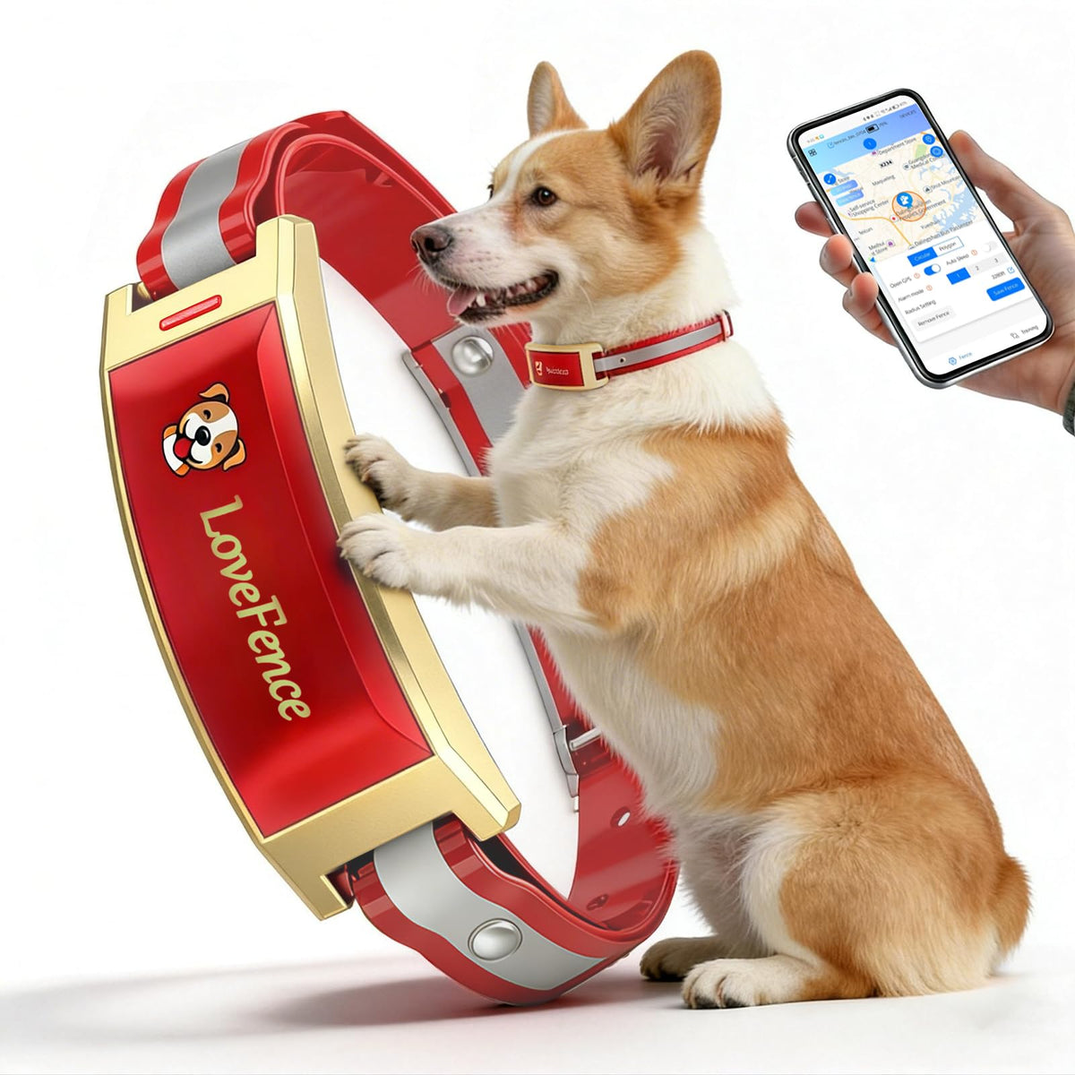 Red Wireless Electric GPS Dog Collar I6157