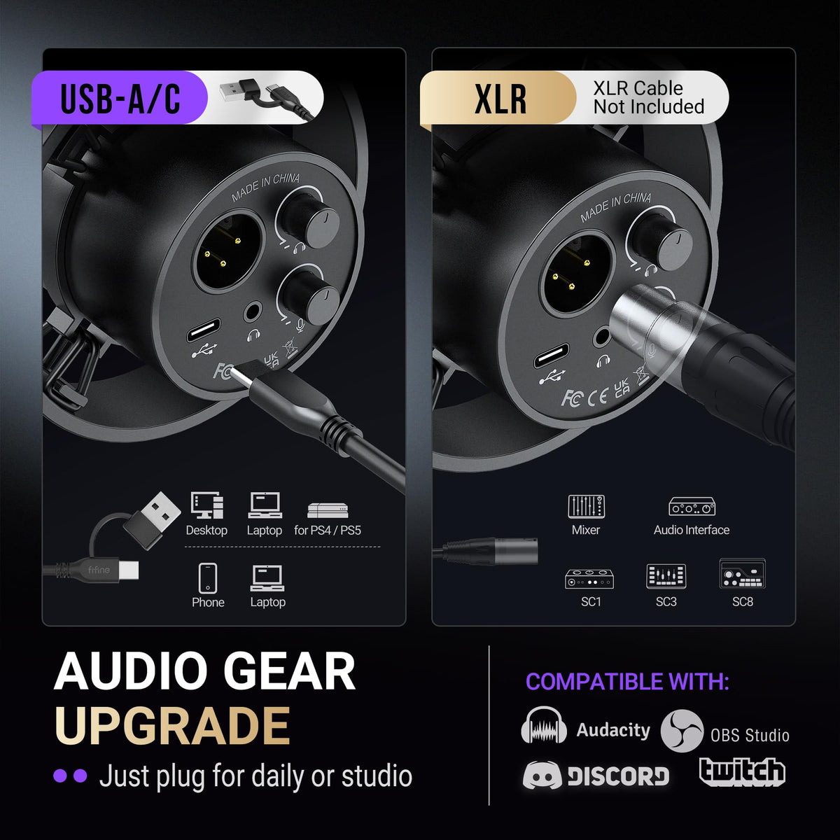 USB/XLR Dynamic Vocal Microphone Kit T2902
