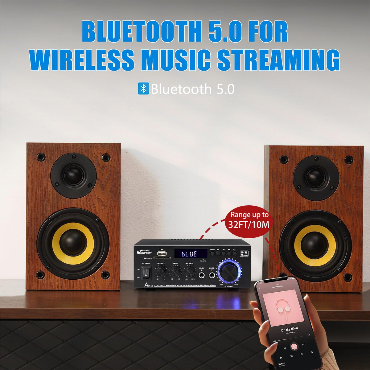 400W 2 Channel Bluetooth 5.0 Stereo Audio Amplifier N924