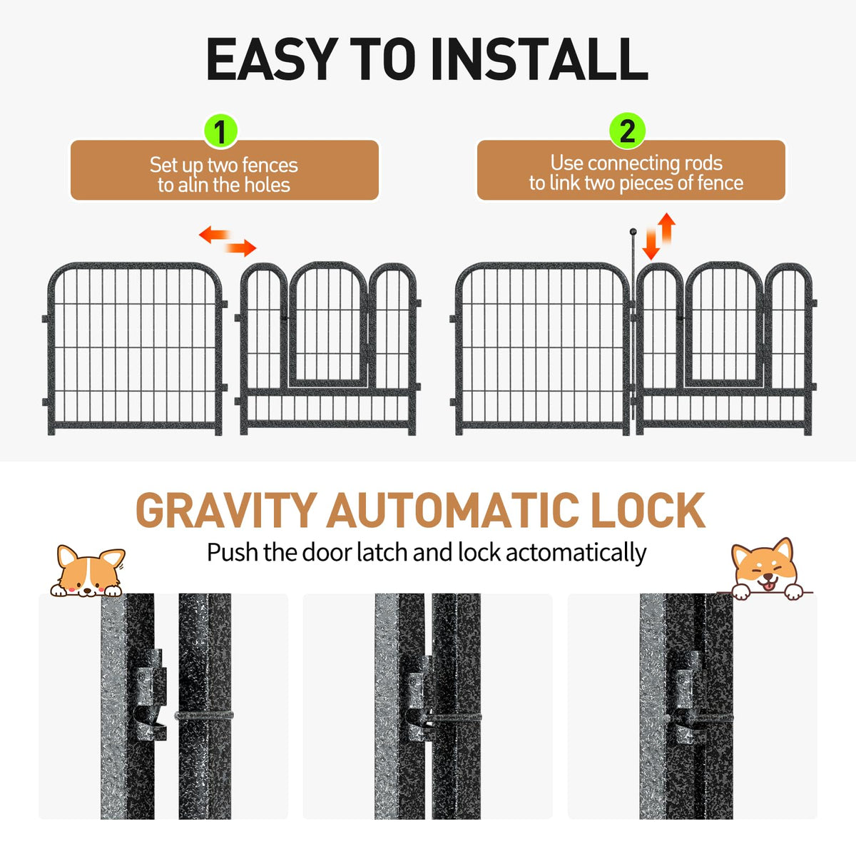 40in 16 Panels Heavy Duty Metal Dog Playpen G79031