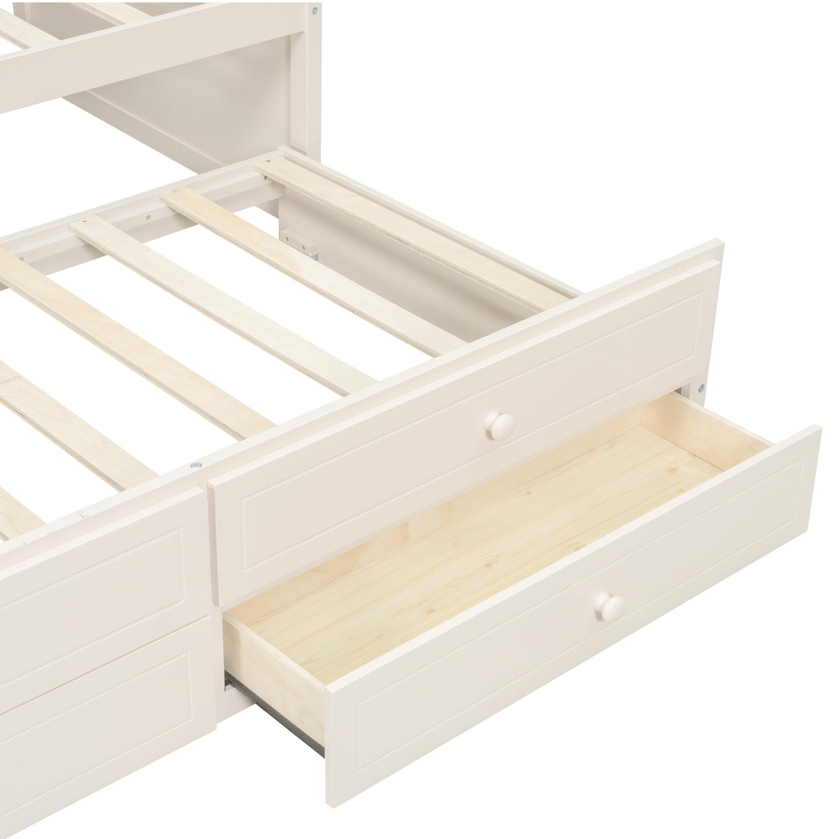 Beige Twin Size Wooden Daybed with Trundle and 2 Drawers C2649