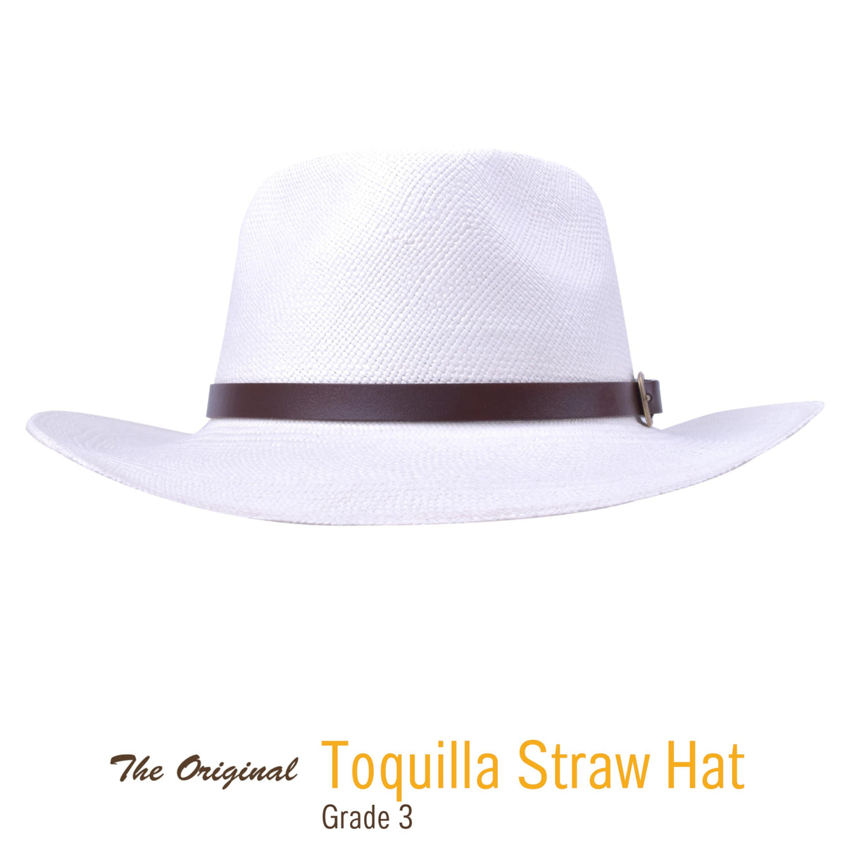 Panama Hat Teardrop Shape Recycled Leather Toquilla Straw N8454