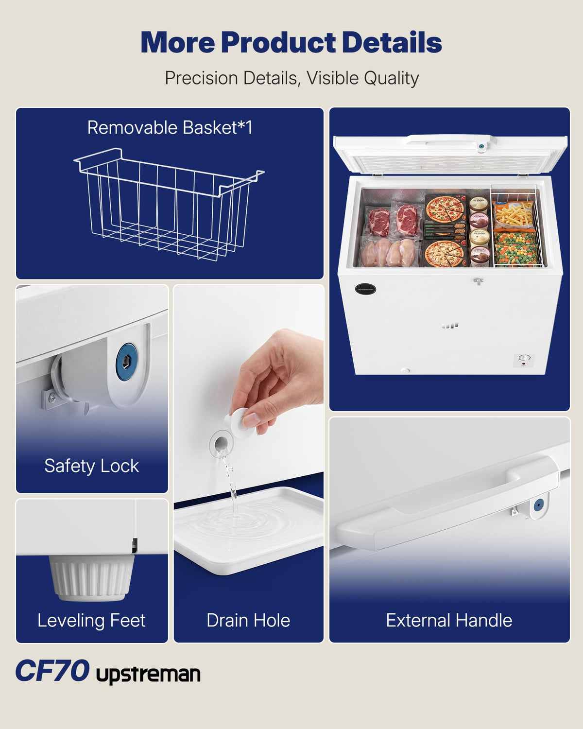 7.0 Cu.Ft Silky White Chest Freezer R3121