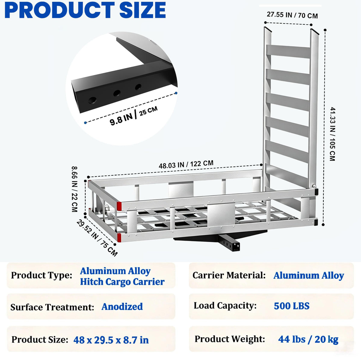 Aluminum Hitch Cargo Carrier with Ramp U7218