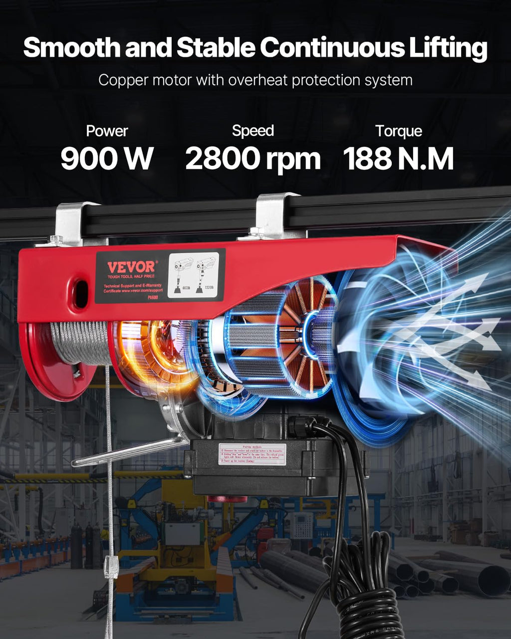 1320 lbs 120V Electric Hoist with Wireless Remote Z510743