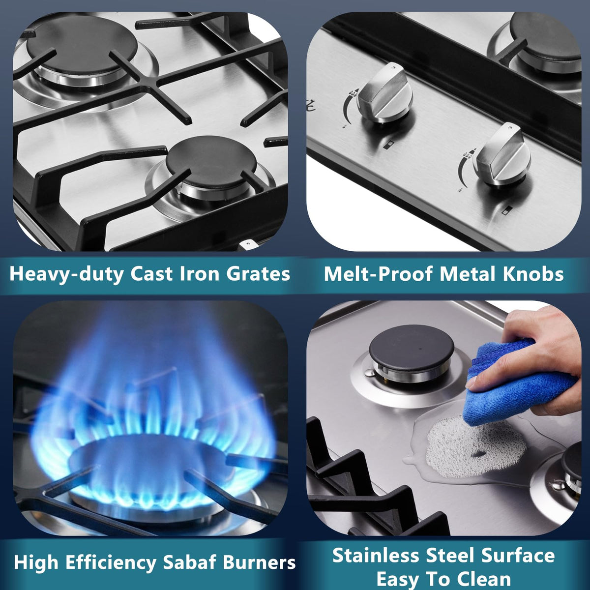 12 Inch 2 Burners Stainless Steel Gas Cooktop S924017