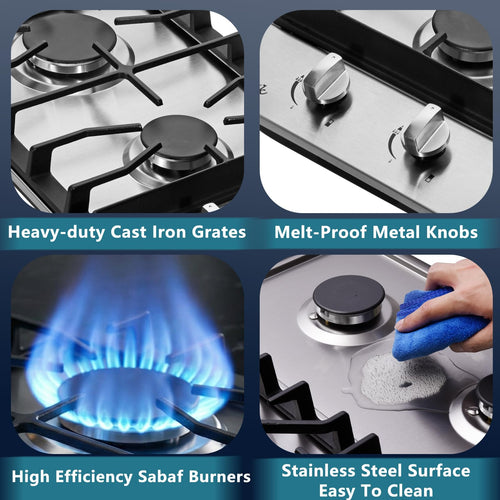 12 Inch 2 Burners Stainless Steel Gas Cooktop S924017