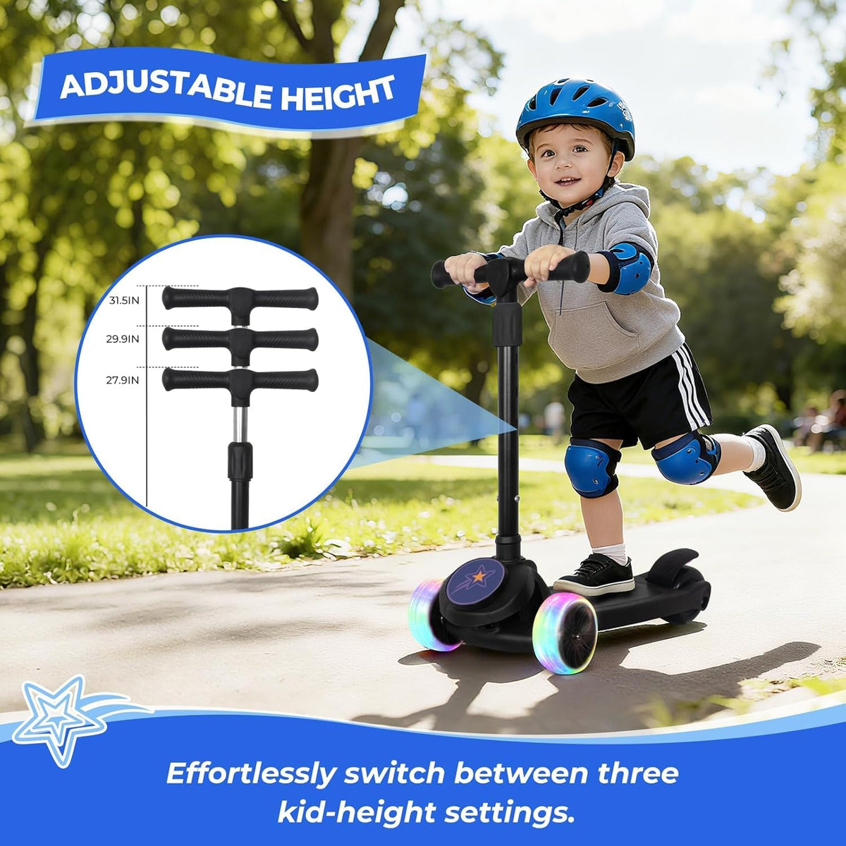 3 Wheel Kids Scooter with Light Up Wheels D87706