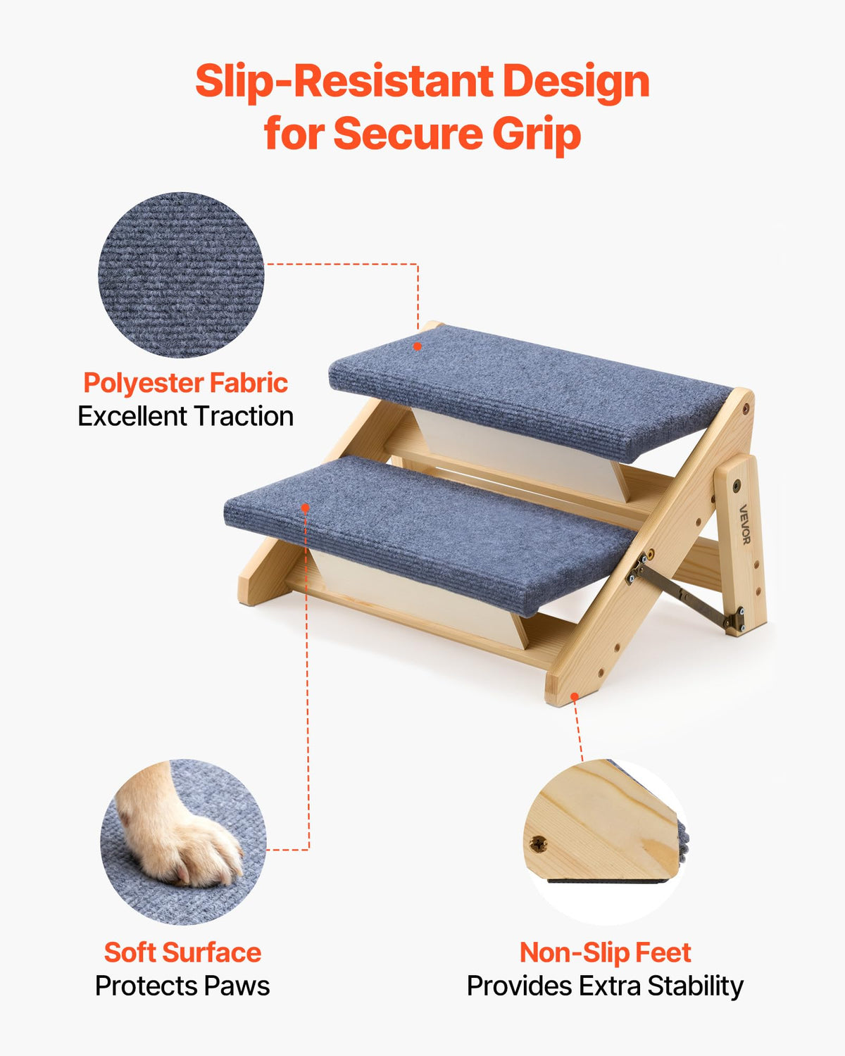 Wood 2-Step Pet Stairs D1204