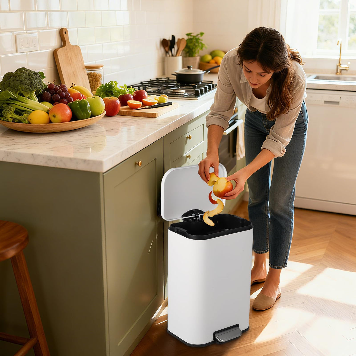 13.2 gal Stainless Steel Kitchen Trash Can W509066