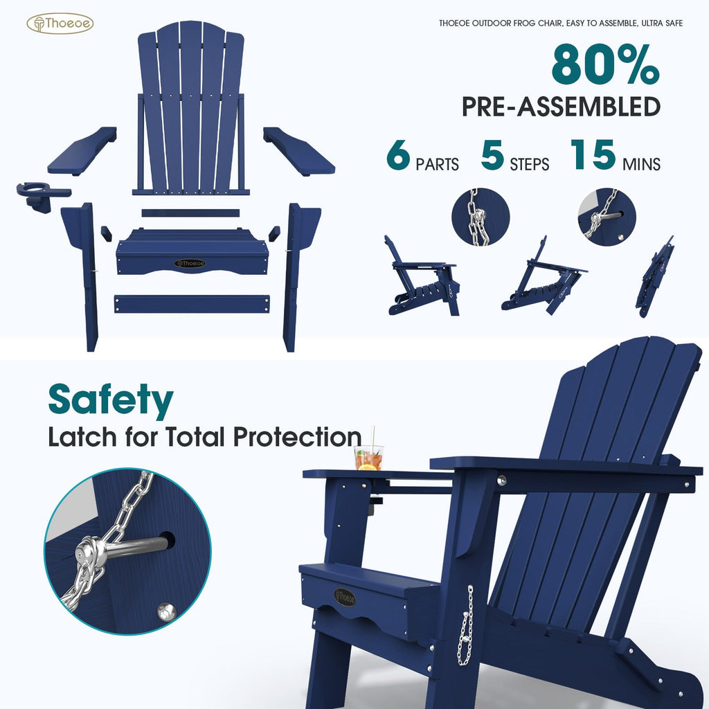 Folding Adirondack Chair Set of 2 HDPE All-Weather Outdoor Chair D619674