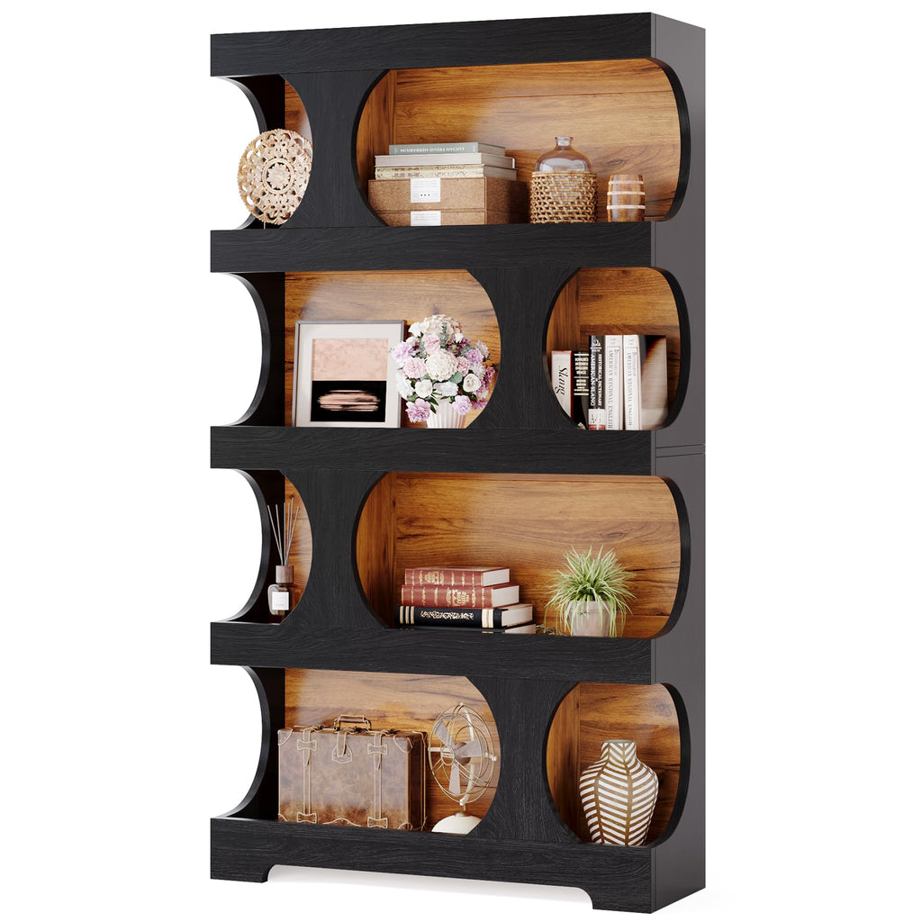 71" Tall 4-Tier S-Shaped Wood Bookcase Q35410