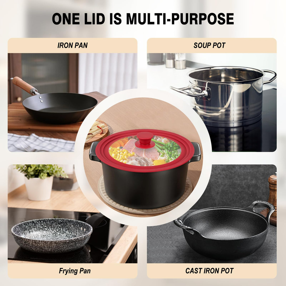 Universal Tempered Glass Pan Lid with Silicone Edge E51501
