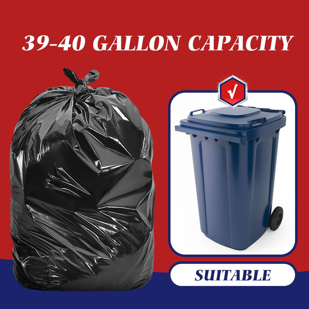 Black 40-45 Gallon Trash Bags 100 Count E653