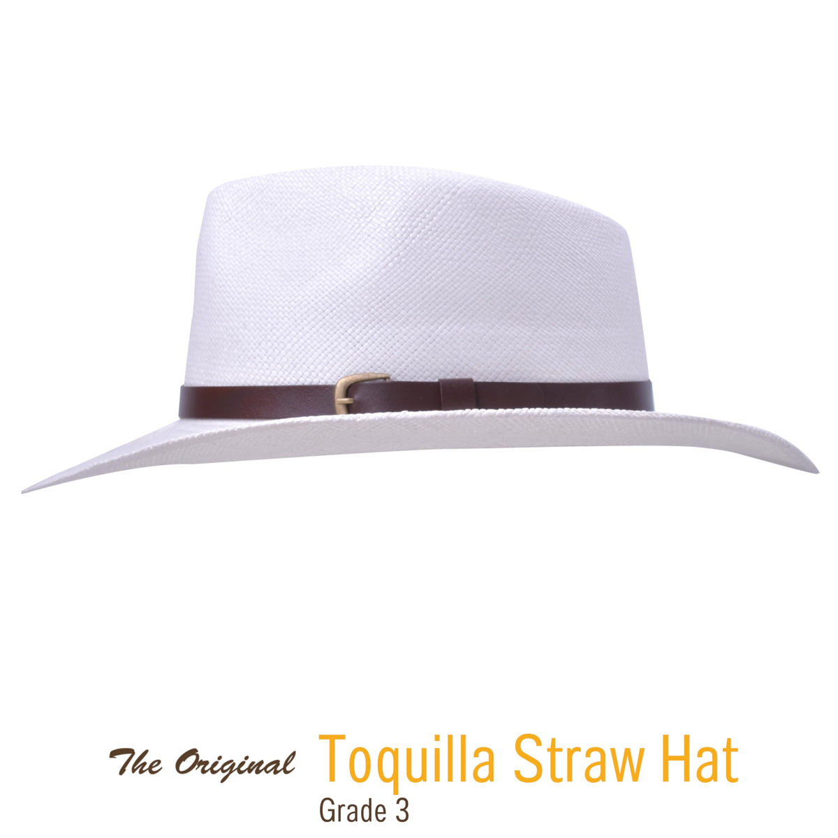 Panama Hat Teardrop Shape Recycled Leather Toquilla Straw N8454
