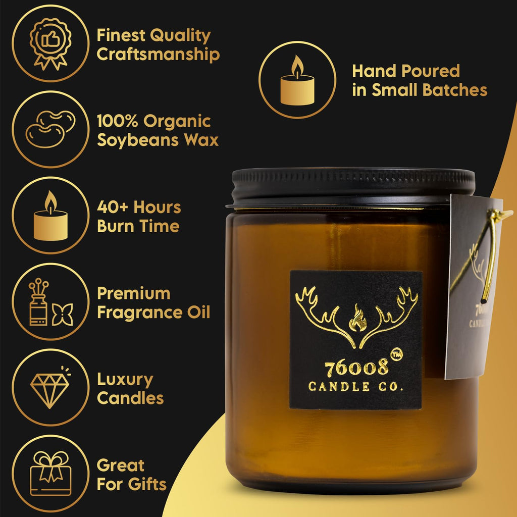 Soy Candle with Wood Wick in Amber Glass Jar S359265
