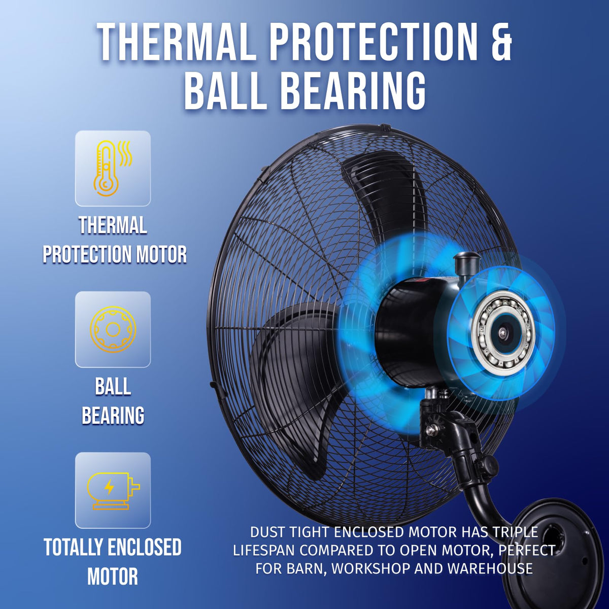 20 Inch Oscillating Waterproof Outdoor Wall Mount Fan 3 Speed 5250 CFM P546