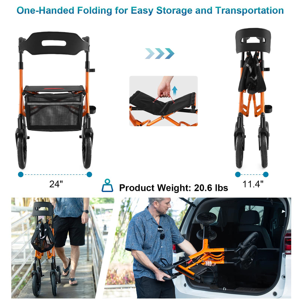 Tall Foldable Walker with Seat O79303