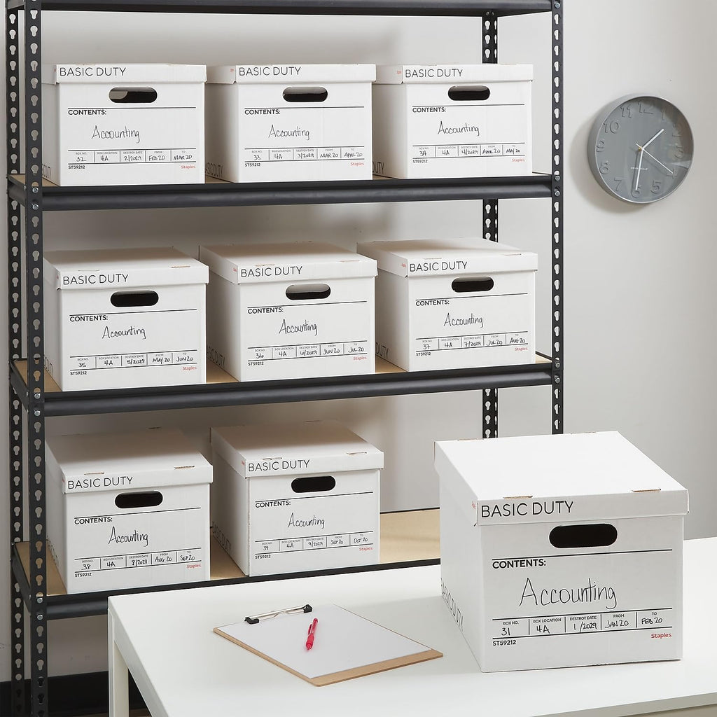 Storage & Filing Box with Handles & Removable Lid, Letter & Legal, Stackable, 20-Pack X292443