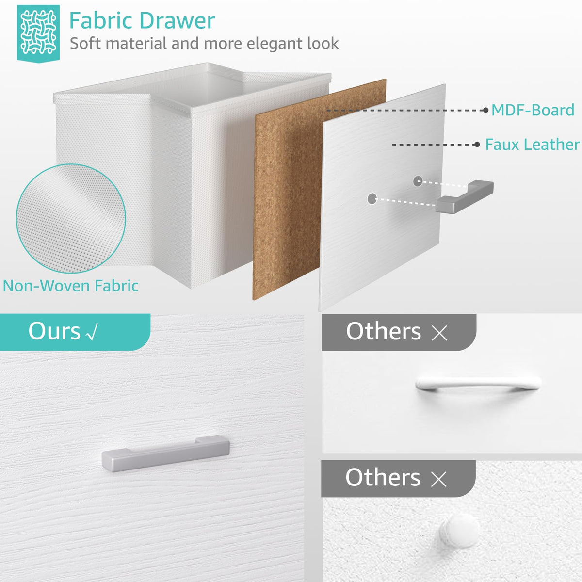 White 2 Drawer Fabric Storage Dresser Z16603