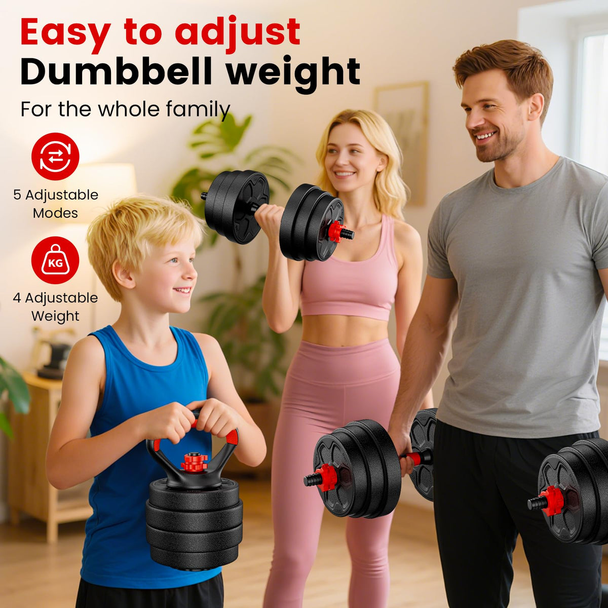 Adjustable 5-in-1 Dumbbell Set with Connector K920217