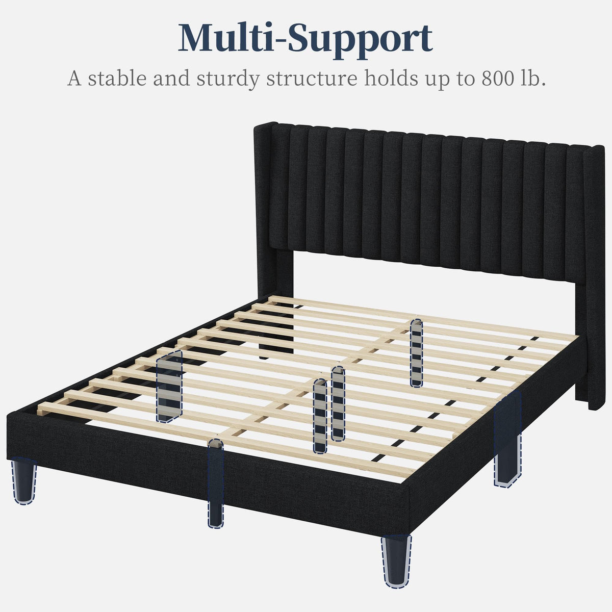 Black Queen Bed Frame with Headboard G411