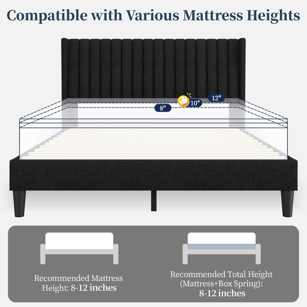 Black Queen Bed Frame with Headboard G411