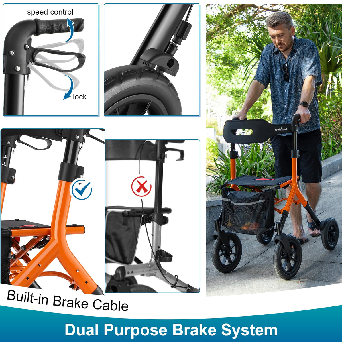 Tall Foldable Walker with Seat O79303