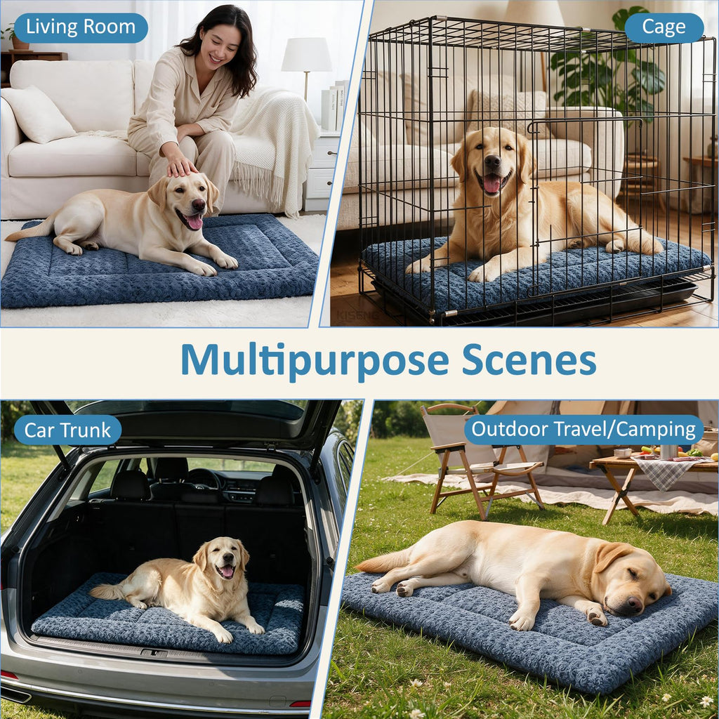Washable Rose Velvet Dog Crate Mat D1574