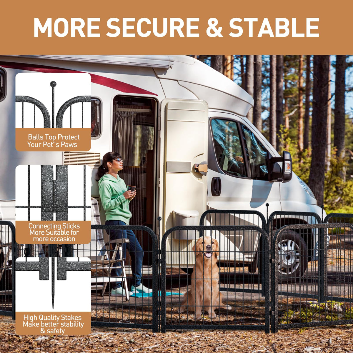 40in 16 Panels Heavy Duty Metal Dog Playpen G79031