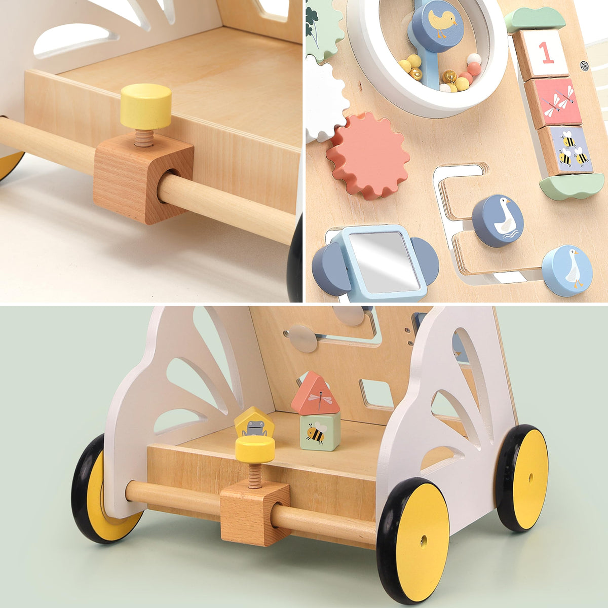 Wooden Baby Walker, Speed Adjustable Push Walker Y6029