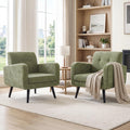 Olive Green Chenille Upholstered Accent Chairs Set of 2 D24352