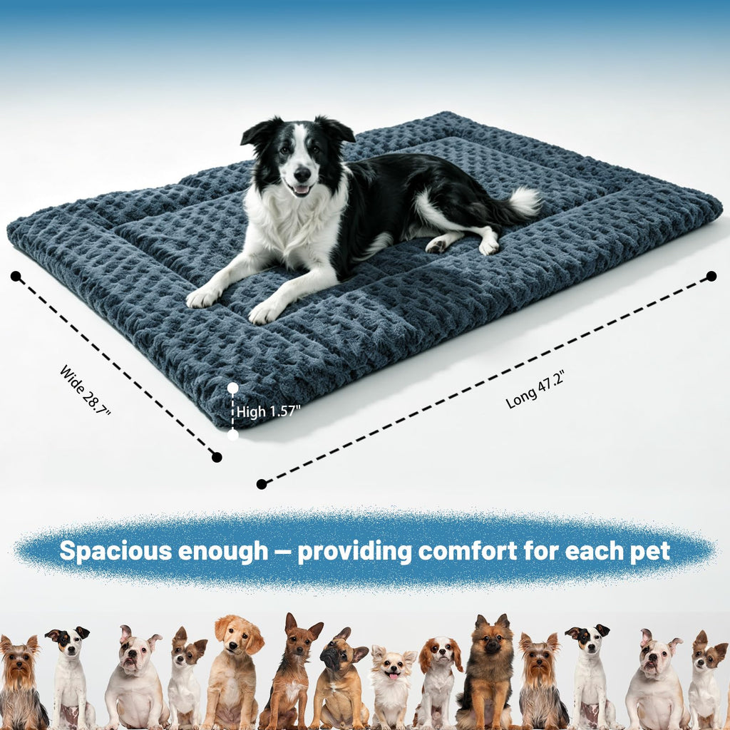 Washable Rose Velvet Dog Crate Mat D1574