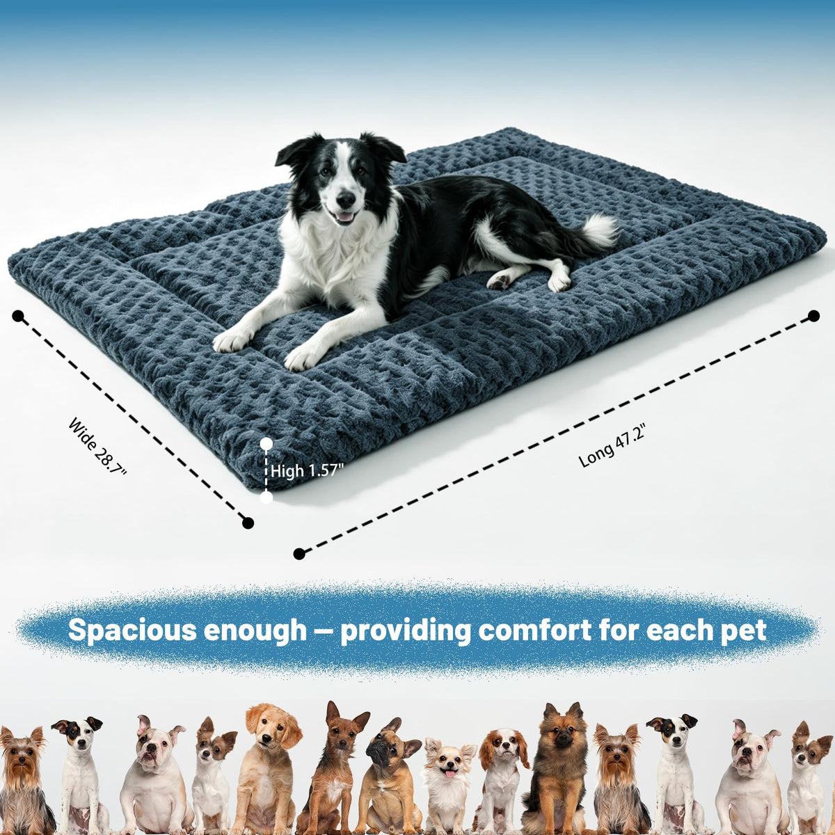 Washable Rose Velvet Dog Crate Mat D1574