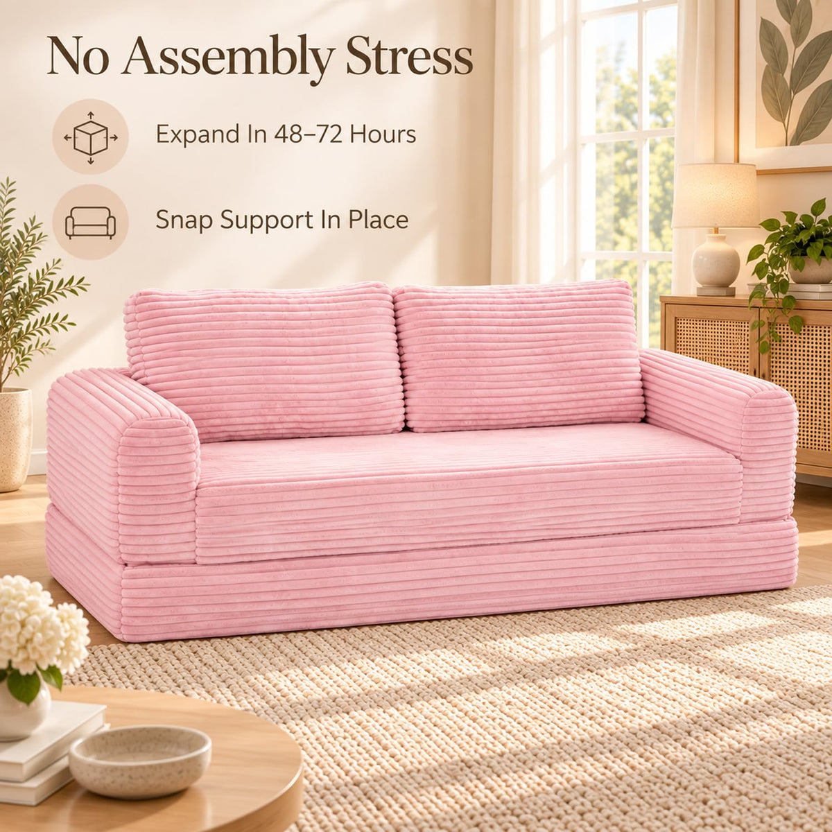 Pink Convertible Sofa Bed G71235