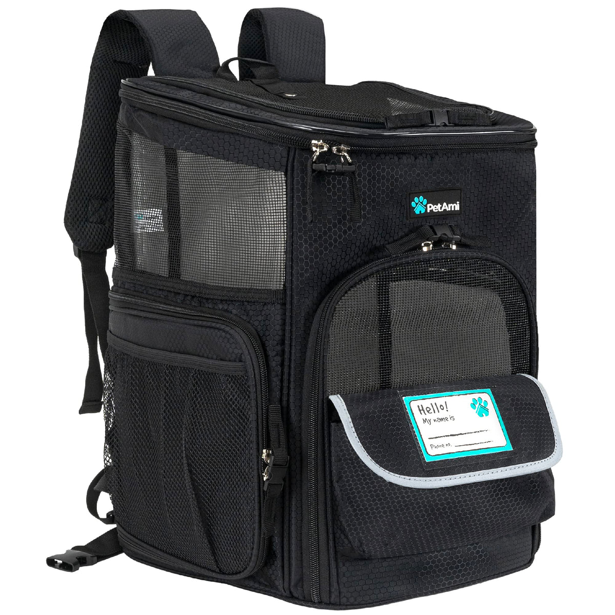 Dog Backpack Carrier, Airline Approved 4-Way Entry Cat Bag, Black W265254