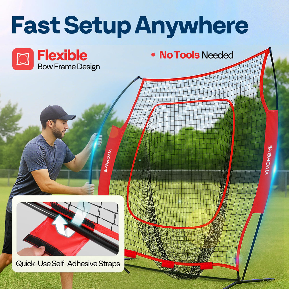 Baseball & Softball Training Net with Batting Tee, 7 x 7 ft. B3401