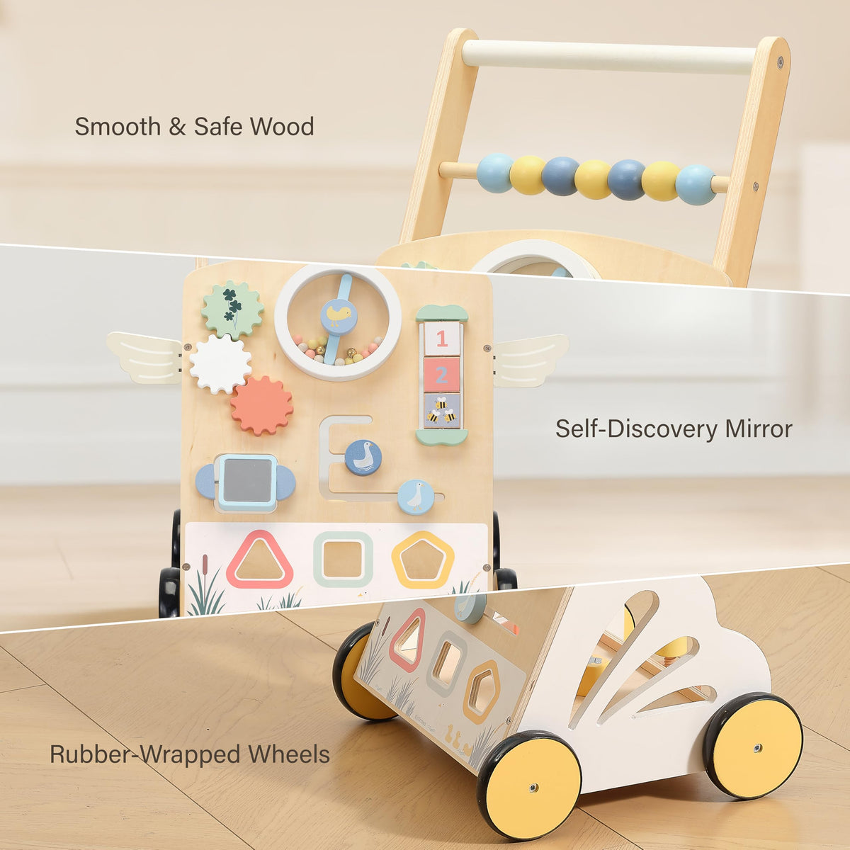 Wooden Baby Walker, Speed Adjustable Push Walker Y6029