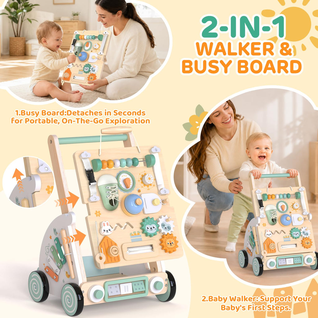 Wooden Baby Walker with Detachable Busy Board Z8478