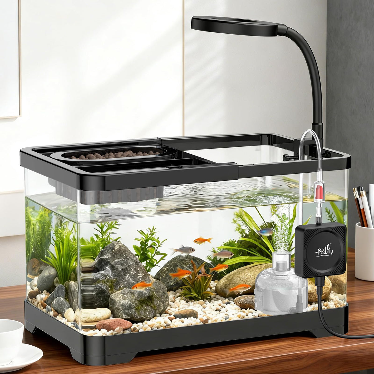 2 Gallon Ultra Clear Aquarium Starter Kit with LED Light, Air Pump, Filter K147148