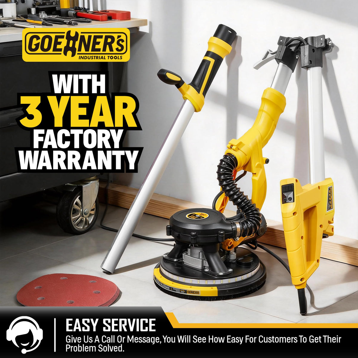 950W Electric Drywall Sander with Vacuum Dust Collector N4420