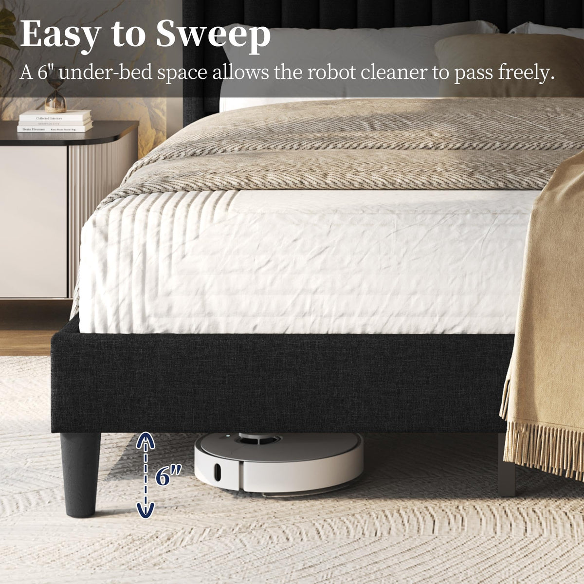 Black Queen Bed Frame with Headboard G411