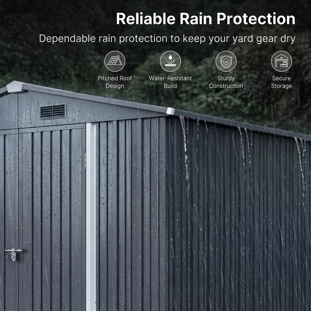 10x10 FT Metal Heavy-Duty Outdoor Storage Shed A326