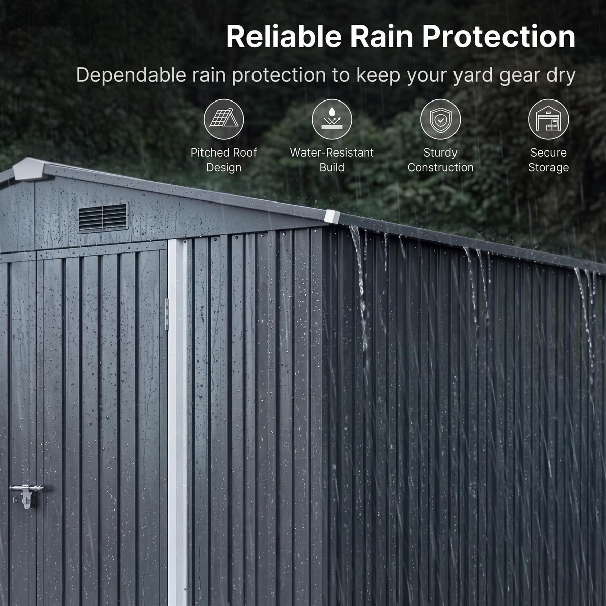 10x10 FT Metal Heavy-Duty Outdoor Storage Shed A326