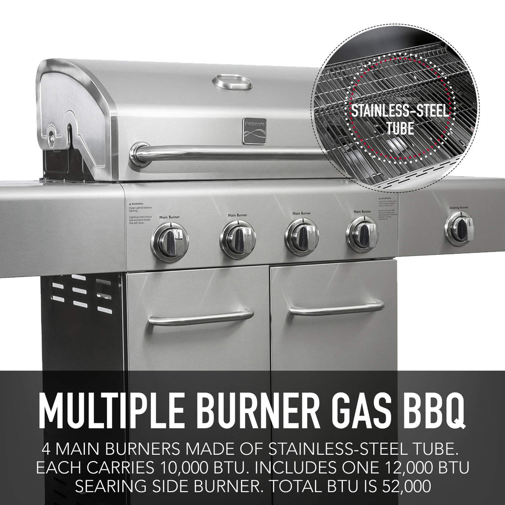 4-Burner Stainless Steel Propane Gas Grill with Side Burner G62683